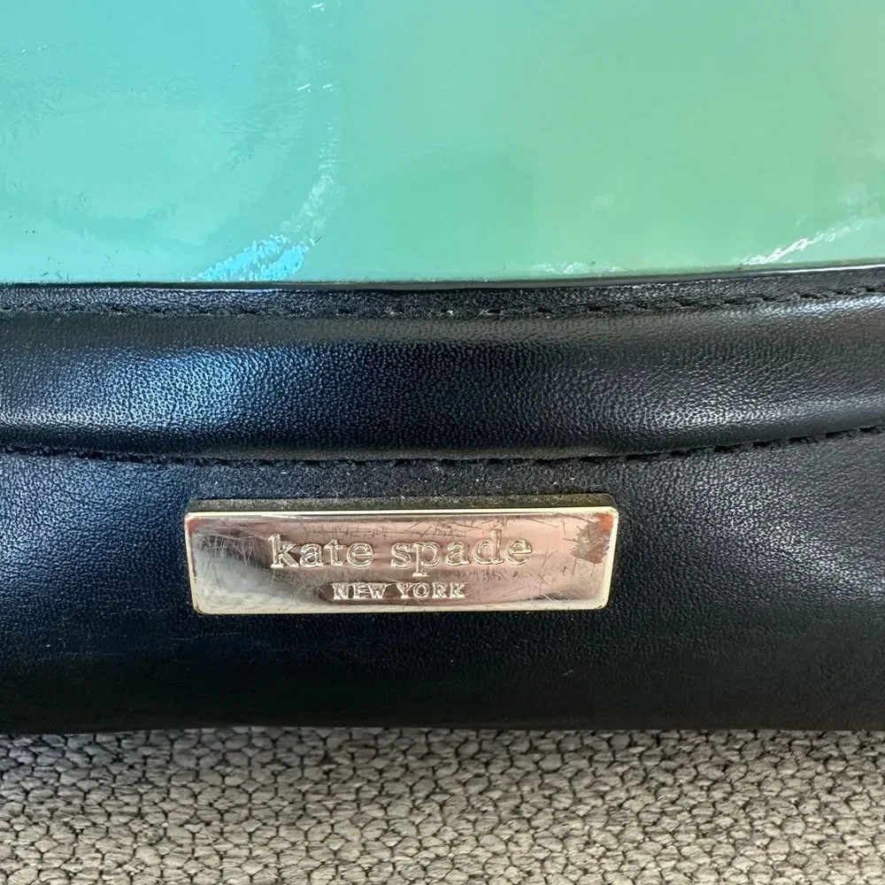Kate Spade Elena Chelsea Park Coastline Patent Leather Tote Bag Mint and Black